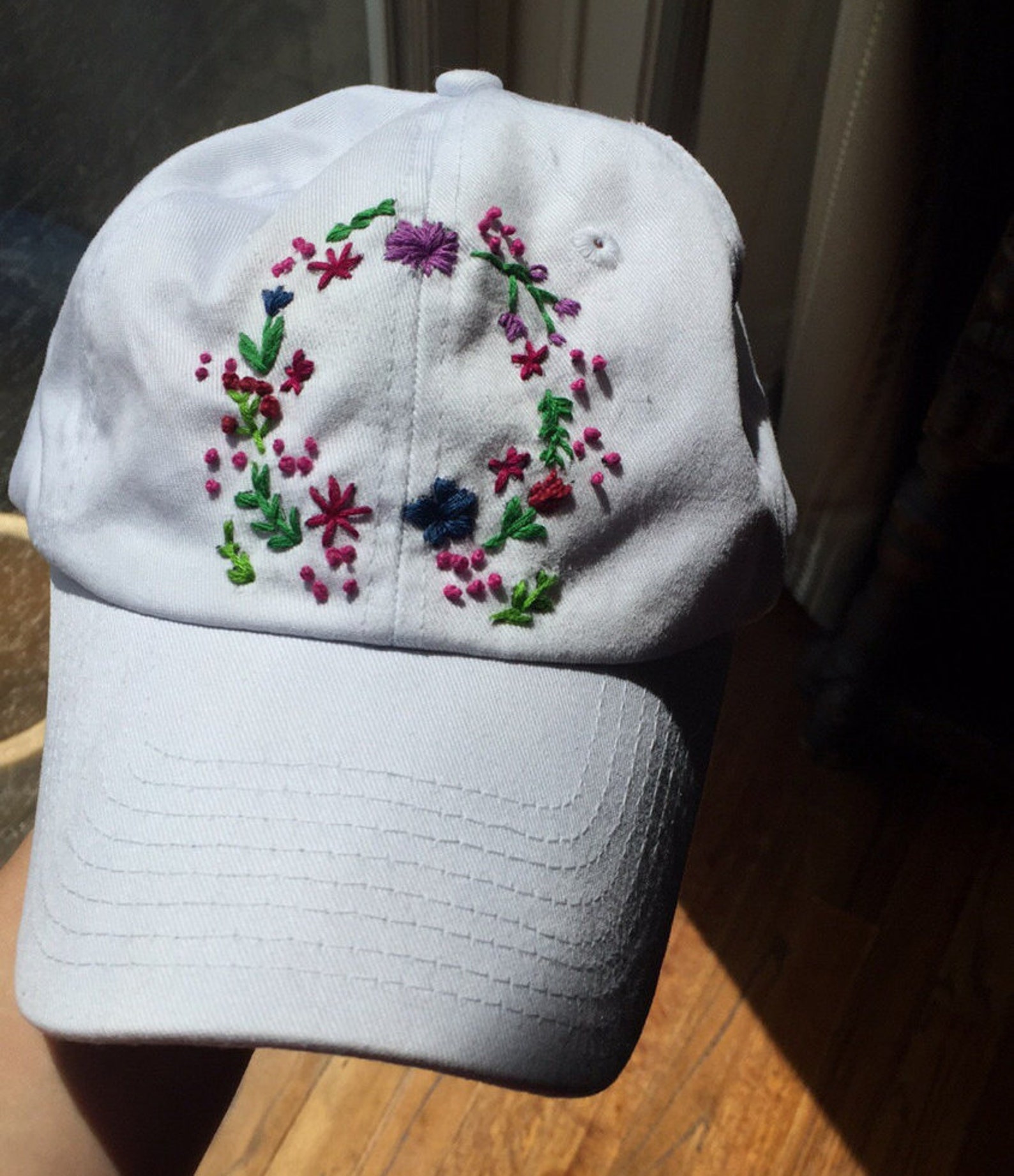 Custom Floral Embroidered Baseball Cap Etsy