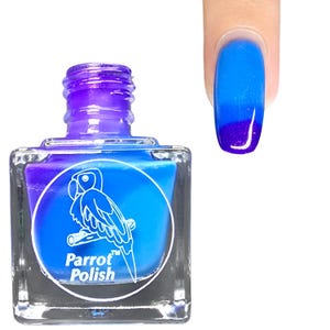 Parrot Polish IsaBella Color Changing Thermal Nail lacquer - Purple/Blue | Indie Nail Polish | Handmade Nail Lacquer | Gift for Her