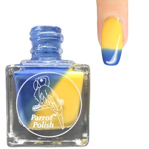 Parrot Polish Forget Me Not Color Changing Thermal Nail Lacquer - Blue/Yellow | Indie Nail Polish | Handmade Nail Lacquer | Gift for Her image 1