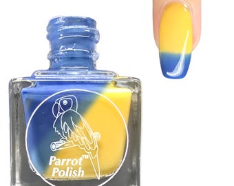 Parrot Polish Forget Me Not Color Changing Thermal Nail Lacquer - Blue/Yellow | Indie Nail Polish | Handmade Nail Lacquer | Gift for Her
