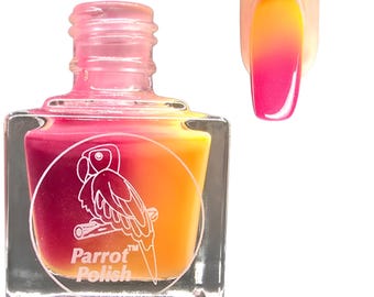 Parrot Polish Raspberry Lemonade Color Changing Thermal Nail Lacquer -Raspberry/Orange | Indie Nail Polish | Handmade Nail Lacquer