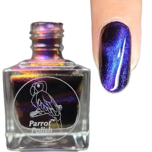 Parrot Polish Persian Cat Multichrome Magnetic Nail Lacquer- Blue/Purple/Gold | Indie Nail Polish | Handmade Nail Lacquer | Gift for Her