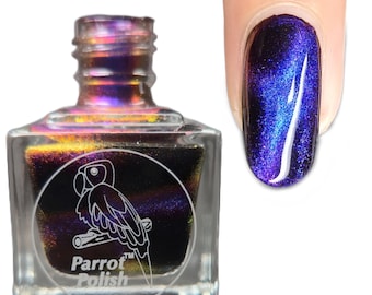Parrot Polish Persian Cat Multichrome Magnetic Nail Lacquer- Blue/Purple/Gold | Indie Nail Polish | Handmade Nail Lacquer | Gift for Her