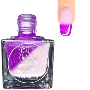 Parrot Polish Fairy Color Changing Thermal Nail Lacquer - Purple/Clear Gold Shimmer | Indie Nail Polish | Handmade Nail Lacquer Gift