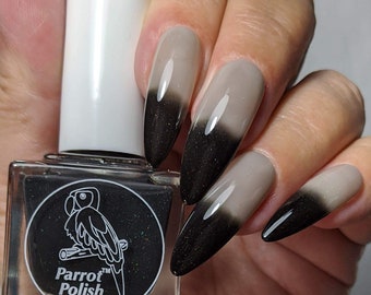 Parrot Polish Black Magic Thermal Nail Polish - Black/Grey-Clear