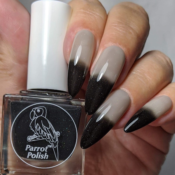 Parrot Polish Black Magic Thermal Nail Polish - Black/Grey-Clear