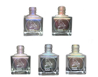 Parrot Polish Magic Bus Collection 5 Ultrachrome Holographic Nail Lacquers | Indie Nail Polish | Handmade Nail Lacquer | Gift for Her