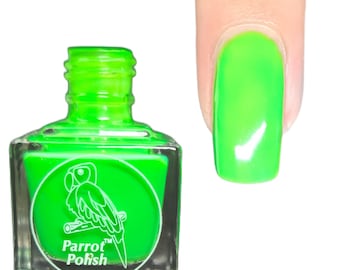 Parrot Polish Gecko Green Neon Nail Lacquer-Green | Indie Nail Polish | Handmade Nail Lacquer | Gift for Her