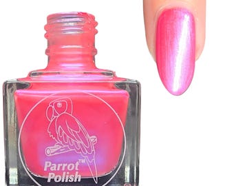Parrot Polish Pink Chiffon Shimmer Nail Lacquer-Pink | Indie Nail Polish | Handmade Nail Lacquer | Gift for Her