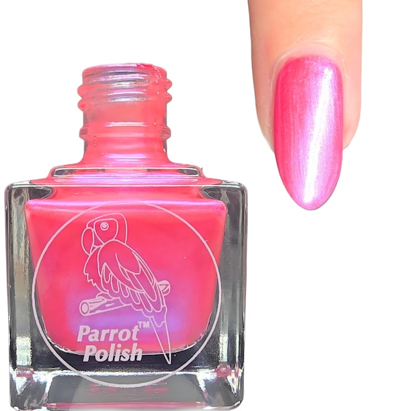 Parrot Polish Pink Chiffon Shimmer Nail Lacquer-Pink | Indie Nail Polish | Handmade Nail Lacquer | Gift for Her