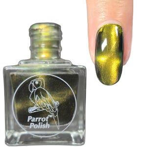 Parrot Polish African lynx Cat Magnetic Multichrome Nail Lacquer-Gold /Orange | Indie Nail Polish | Handmade Nail Lacquer | Gift for Her