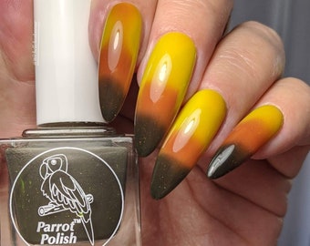 Parrot Polish Candy Corn Thermal Nail Polish - Black/Orange/Yellow