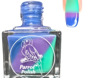 Parrot Polish Calico Dreamin Color Changing Thermal Nail Lacquer- Blue/Purple/Aqua | Indie Nail Polish | Handmade Nail Lacquer Gift