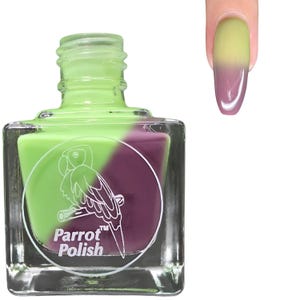 Parrot Polish Plums and Mints Color Changing Thermal Nail Lacquer- Plum/Mint lime | Indie Nail Polish | Handmade Nail Lacquer | Gift for Her