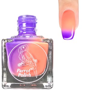 Parrot Polish Golden Plumeria Color Changing Thermal Nail Lacquer  Purple/Orange | Indie Nail Polish | Handmade Nail Lacquer | Gift for Her