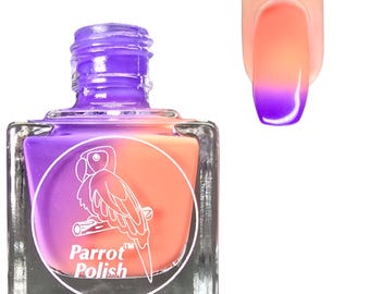 Parrot Polish Golden Plumeria Purple/Coral Thermal Nail Polish