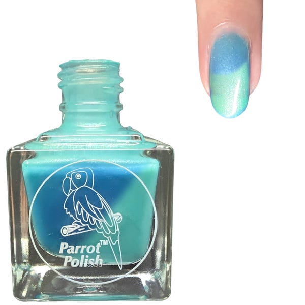 Parrot Polish Vacation Time Color Changing Solar Nail Lacquer-Teal/Blue | Indie Nail Polish | Handmade Nail Lacquer | Gift for Her