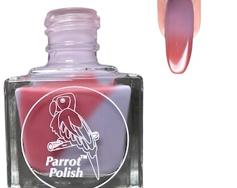 Parrot Polish Red Dragon Color Changing Thermal Nail Lacquer - Red/Grey | Indie Nail Polish | Handmade Nail Lacquer | Gift for Her