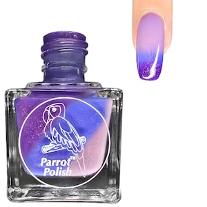 Parrot Polish Smooth Jazz Color Changing Thermal Nail Lacquer - Purple/Blue/Clear | Indie Nail Polish | Handmade Nail Lacquer | Gift for Her