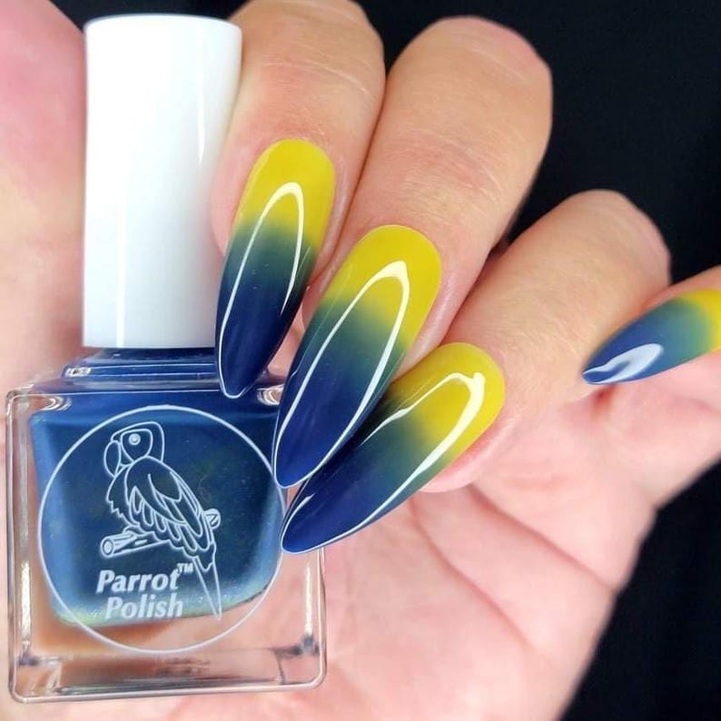 Parrot Polish Forget Me Not Color Changing Thermal Nail Lacquer - Blue/Yellow | Indie Nail Polish | Handmade Nail Lacquer | Gift for Her image 3