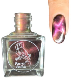 Parrot Polish Siberian Cat Magnetic Ultrachrome Nail Lacquer-Purple/Pink | Indie Nail Polish | Handmade Nail Lacquer | Gift for Her