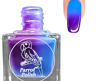 Parrot Polish Blurple Sky Color Changing Solar Nail Lacquer - Blue/Purple | Indie Nail Polish | Handmade Nail Lacquer | Gift for Her