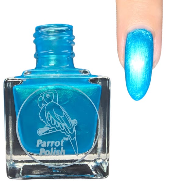 Parrot Polish Blue Macaw Teal Shimmer Nail Lacquer-Blue | Indie Nail Polish | Handmade Nail Lacquer | Gift for Her