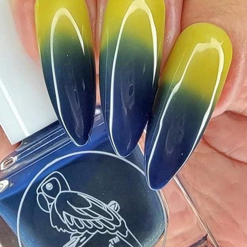 Parrot Polish Forget Me Not Color Changing Thermal Nail Lacquer - Blue/Yellow | Indie Nail Polish | Handmade Nail Lacquer | Gift for Her image 6