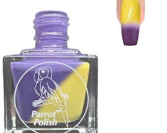 Parrot Polish Snow Crocus Thermal Color Changing Nail Lacquer-Purple/Yellow | Indie Nail Polish | Handmade Nail Lacquer | Gift for Her