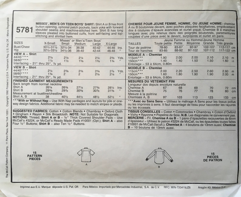Vintage UNCUT McCall/'s 5781 Sewing Pattern