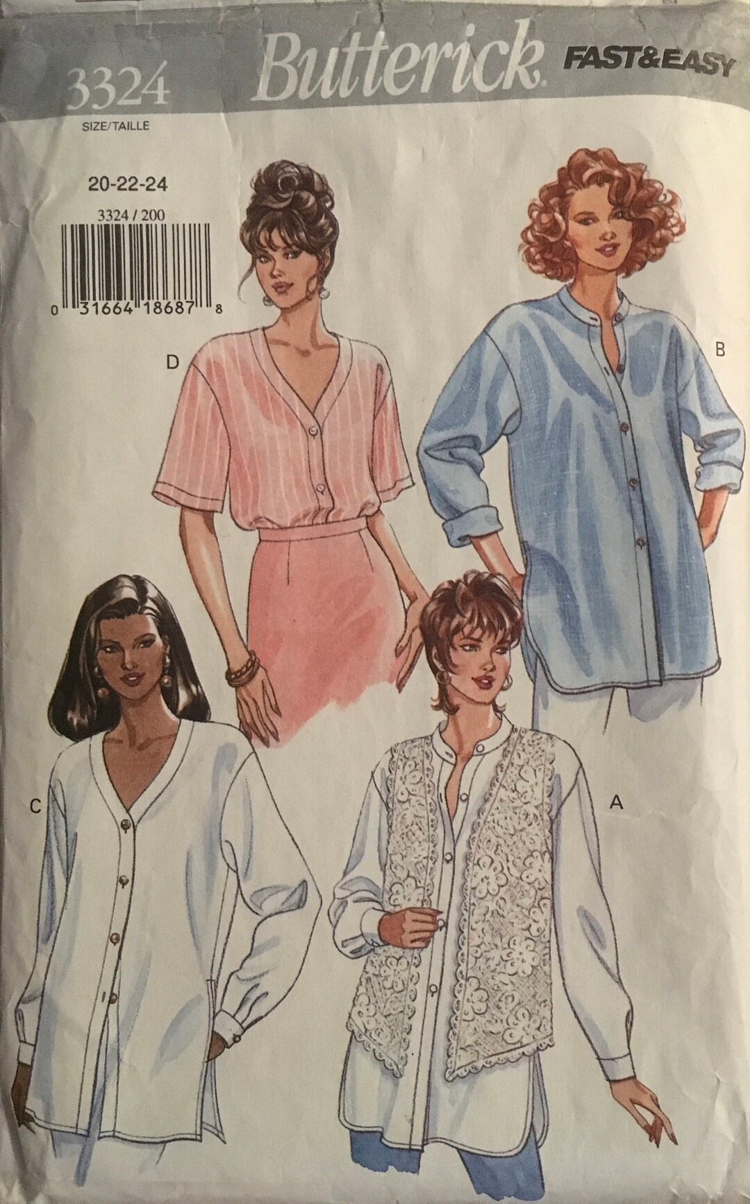 Butterick 3324 Sewing Pattern vintage CUT - Etsy