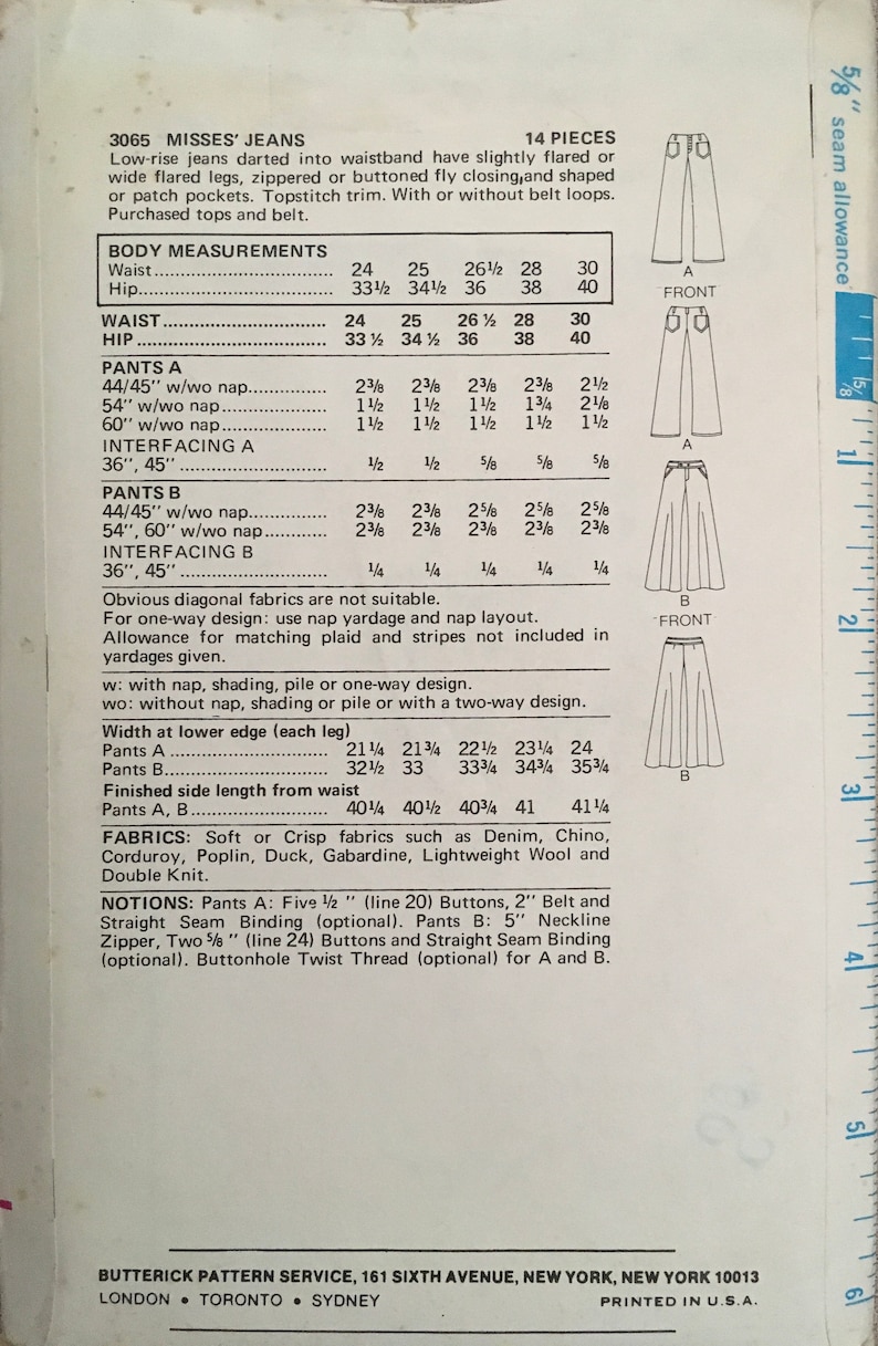 Butterick 3065 Sewing Pattern vintage CUT - Etsy