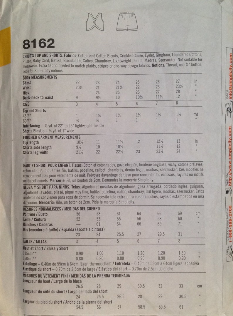 Simplicity 8162 Sewing Pattern vintage UNCUT Etsy