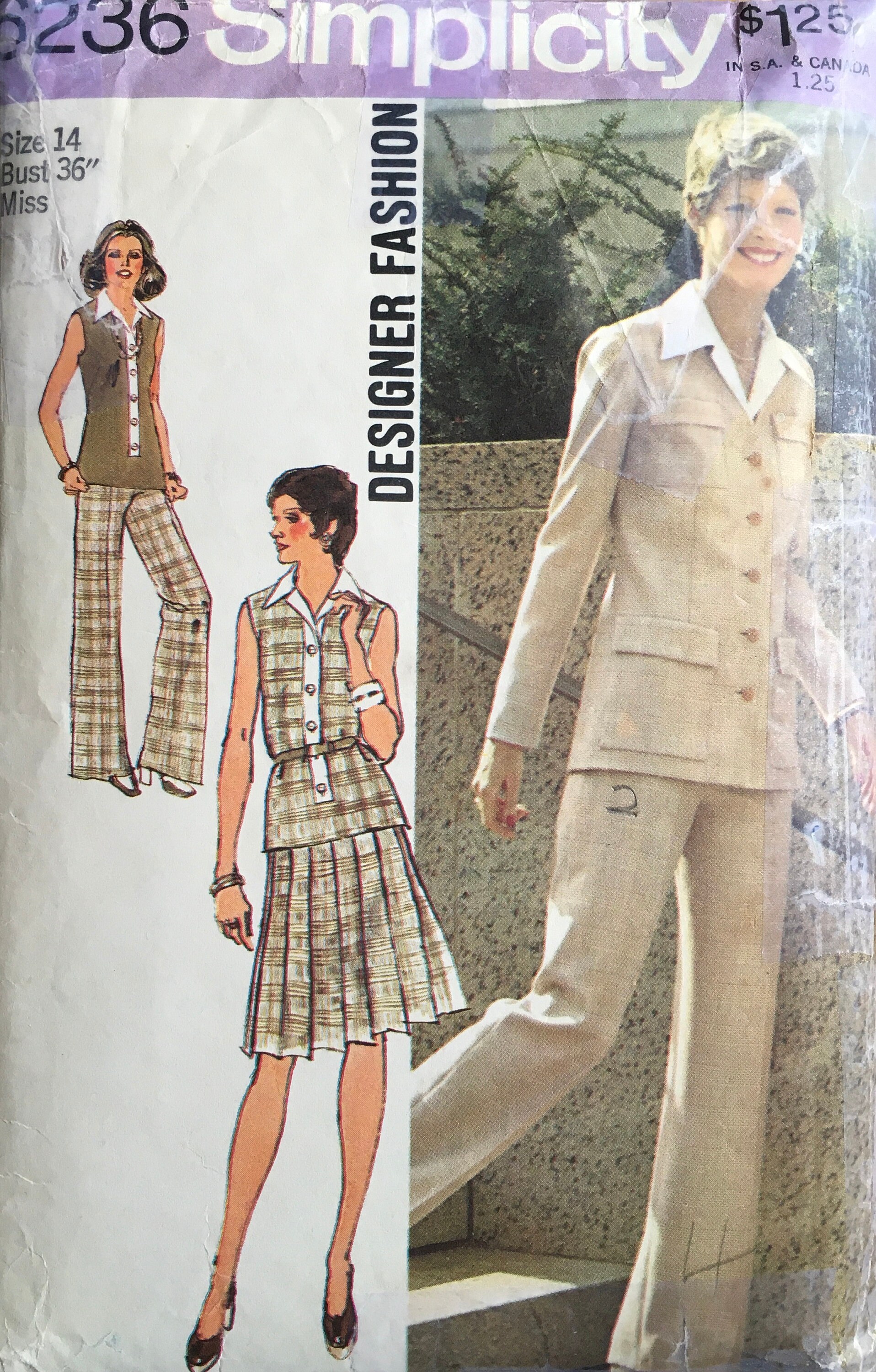 Home Sewing Fashion From 1974 Top Size 10 Free Shipping to USA Skirt Designer Fashion Simplicity 6236 Pattern for Misses/' Cardigan