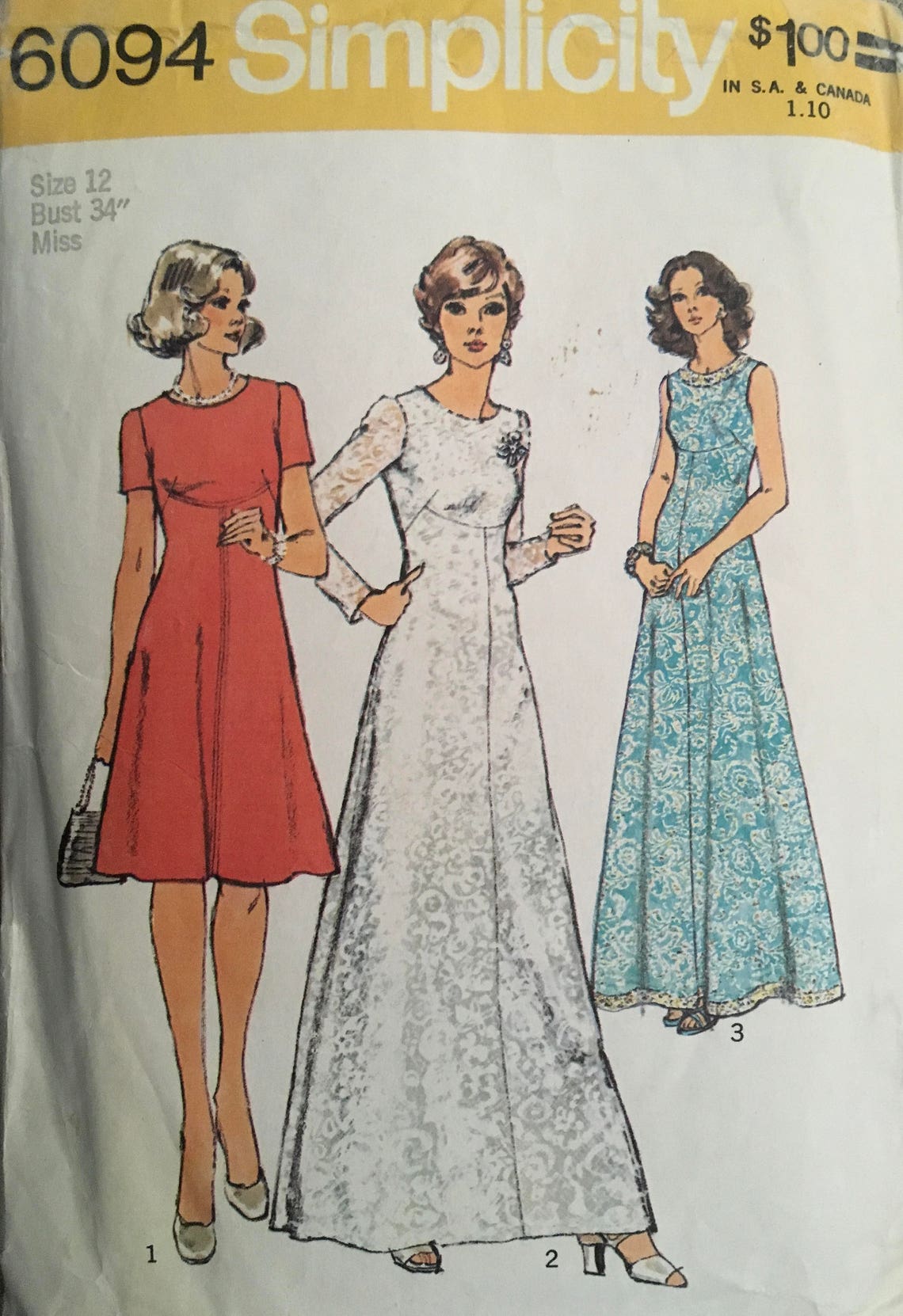 Simplicity 6094 Sewing Pattern vintage CUT Etsy
