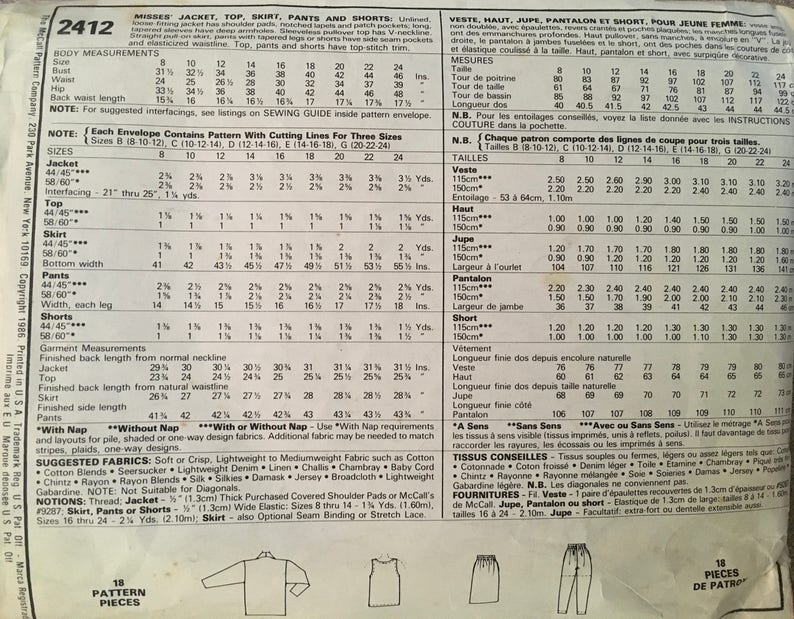 Mccall's 2412 Sewing Pattern vintage CUT - Etsy