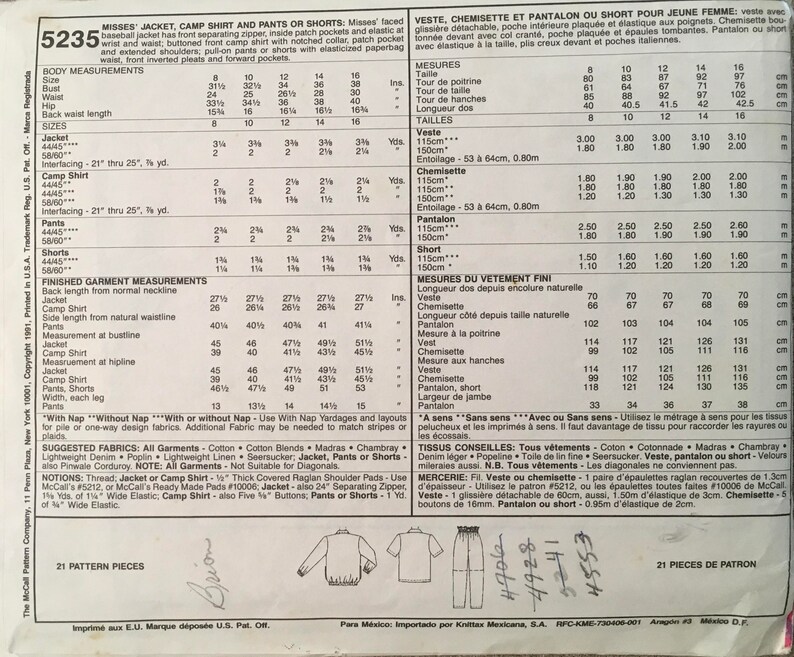 CUT Vintage McCall/'s 5235 Sewing Pattern