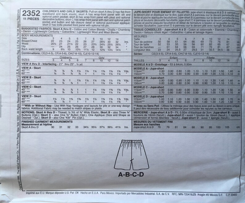 UNCUT McCall/'s 2352 Sewing Pattern Vintage