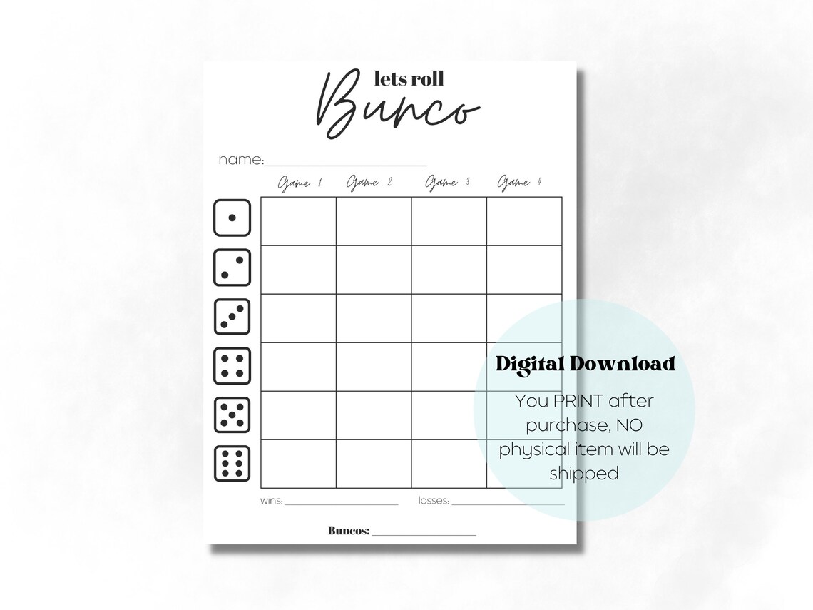 Bunco Game Family Game Printable Fun Familyparty - Etsy