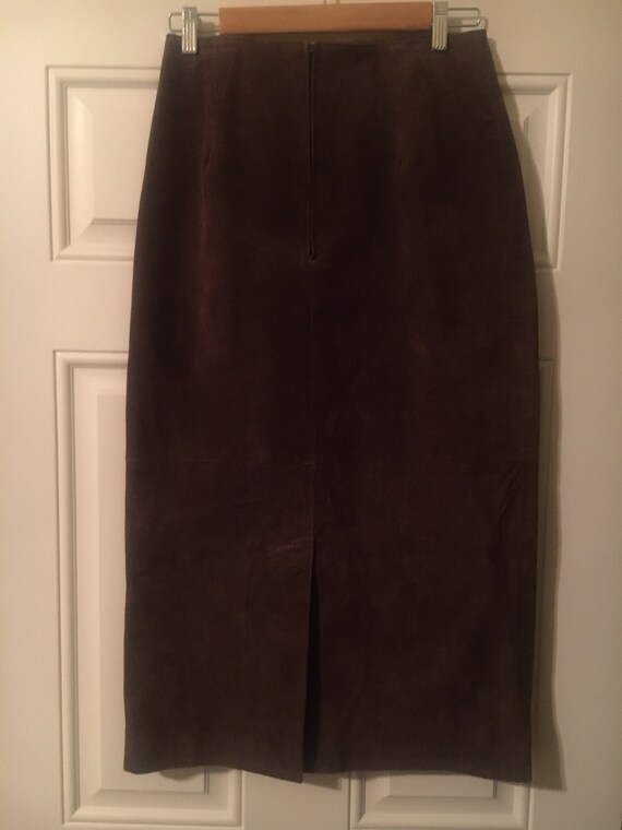 70s Brown Suede Skirt size 8 - image 2