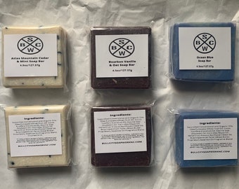 Artisan Soap Gift Pack: Atlas Mountain Cedar & Mint, Bourbon Vanille Oat and Ocean Blue