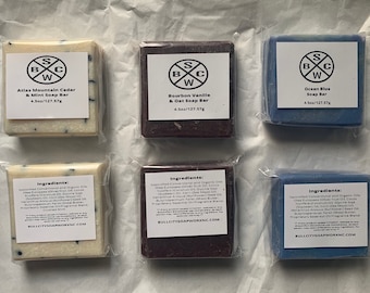 Artisan Soap Gift Pack: Atlas Mountain Cedar & Mint, Bourbon Vanille Oat and Ocean Blue