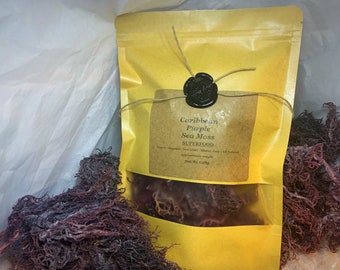 Raw Caribbean Purple Sea Moss  Dr.Sebi Type 3oz eco friendly pouch