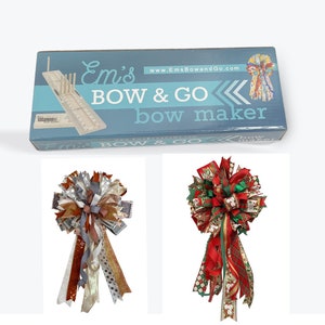 Em's Bow & Go Easy Bow maker, Easy Wreath tree bow making tool compact for storage easy pro bow maker EZ bow maker