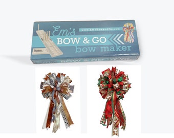 Em's Bow & Go Easy Bow maker, Easy Wreath tree bow making tool compact for storage easy pro bow maker EZ bow maker