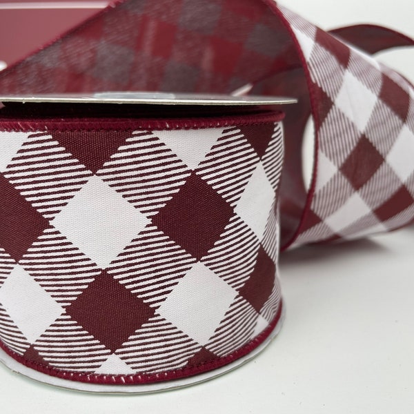 MEEDEE Green Plaid Tartan Checkered Christmas Tree Ribbon - 2.5\" Wir