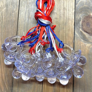 baby shower pacifier necklaces party favor decorations - 12 pcs clear pacifiers with multicolor string - baby shower craft supply