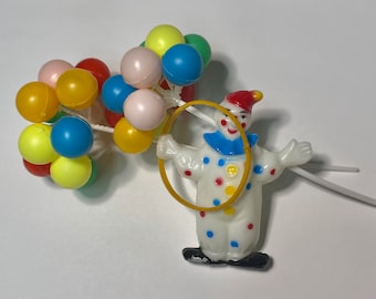 bakery supply decorations - cake topper 3 pc carnival, party balloons, clown - diy craft supply