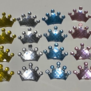 MINI rhinestone crowns to decorate party favors - 36 pcs baby shower craft supply - party invitation decorations princess or prince theme
