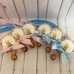 baby shower pacifier necklaces party favor decorations for baby shower game - 12 pcs light brown pacifiers with decoration to play game